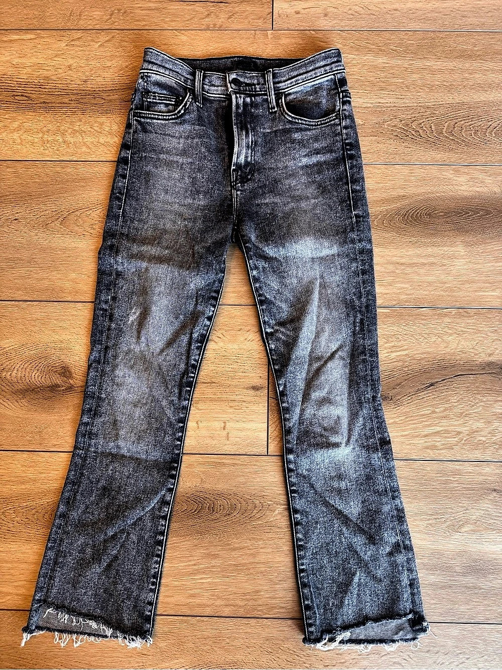 Mother The Insider Crop Step Fray Gray Jeans Waist 25